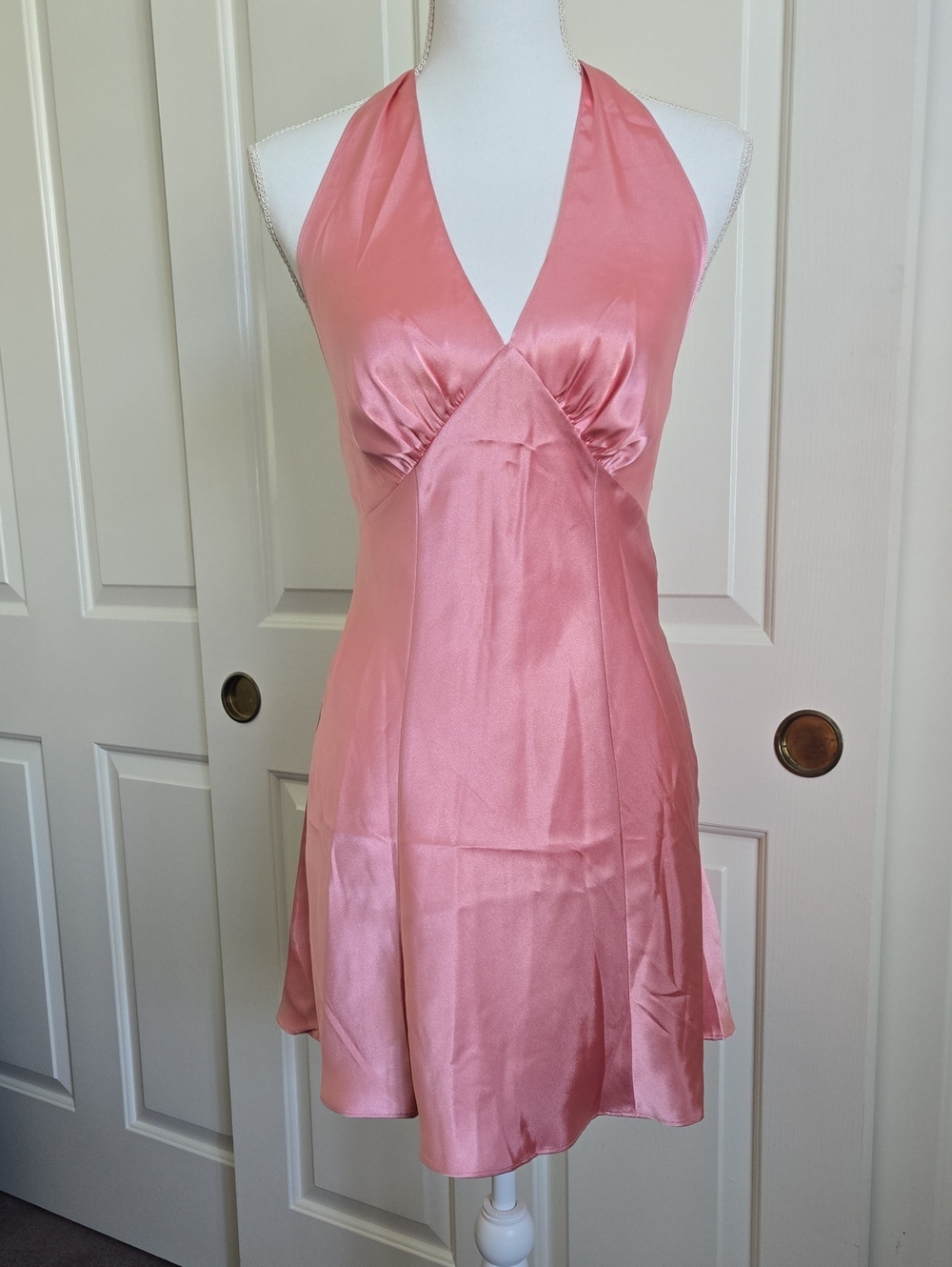 Frederick’s of Hollywood Satin Halter Chemise – Coral Pink – Y2K – Size L – NWT